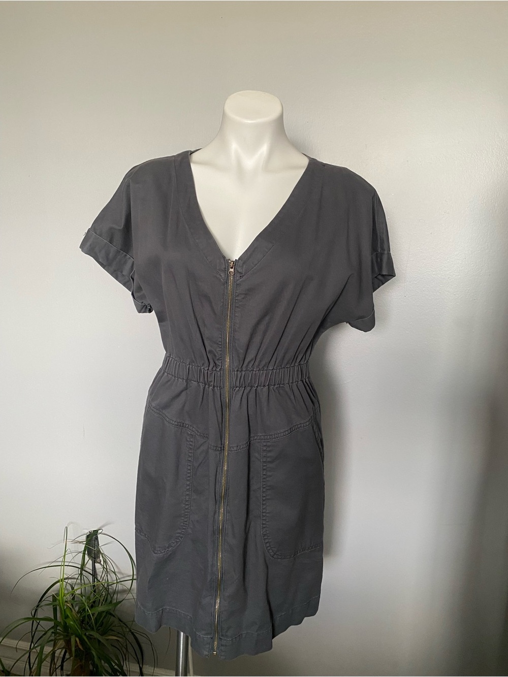 Universal Thread Slate Gray Top with Drawstring Detail